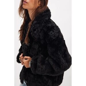 Free People Alice Throw On Faux Fur Jacket Black Size LARGE  NWT